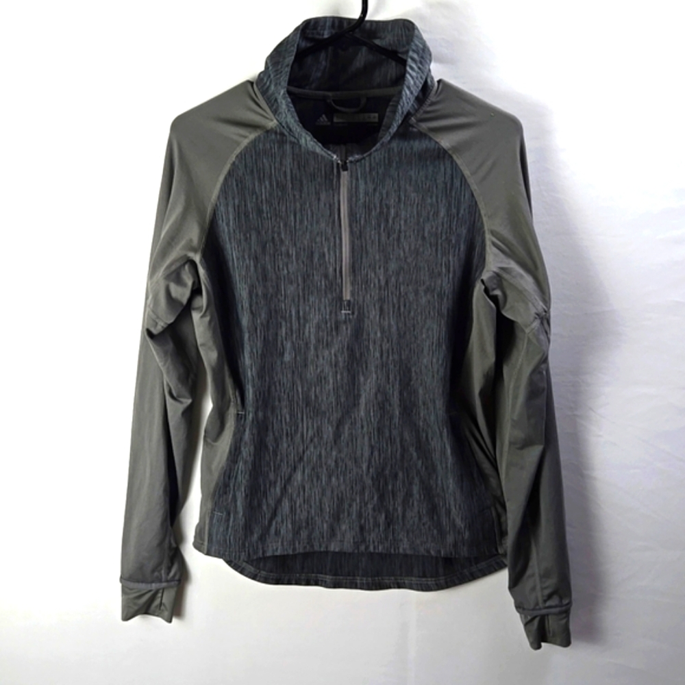 Adidas Climalite Pullover Women's Gray Heather 1/4 Zip Top Sz M